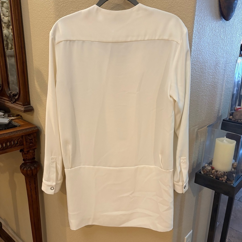IRO Women White Odriane Front Cross Fold Up Cuffs Lined Mini Dress Size 38 - Picture 4 of 7